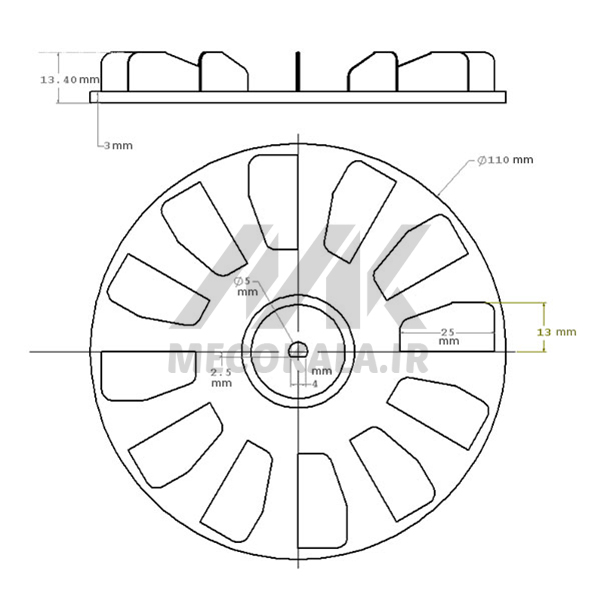 ابعاد پروانه هواپز سانی